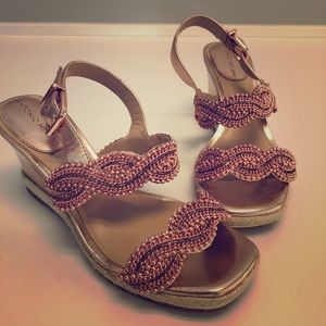 Antonio Melani rose gold lamé espadrilles